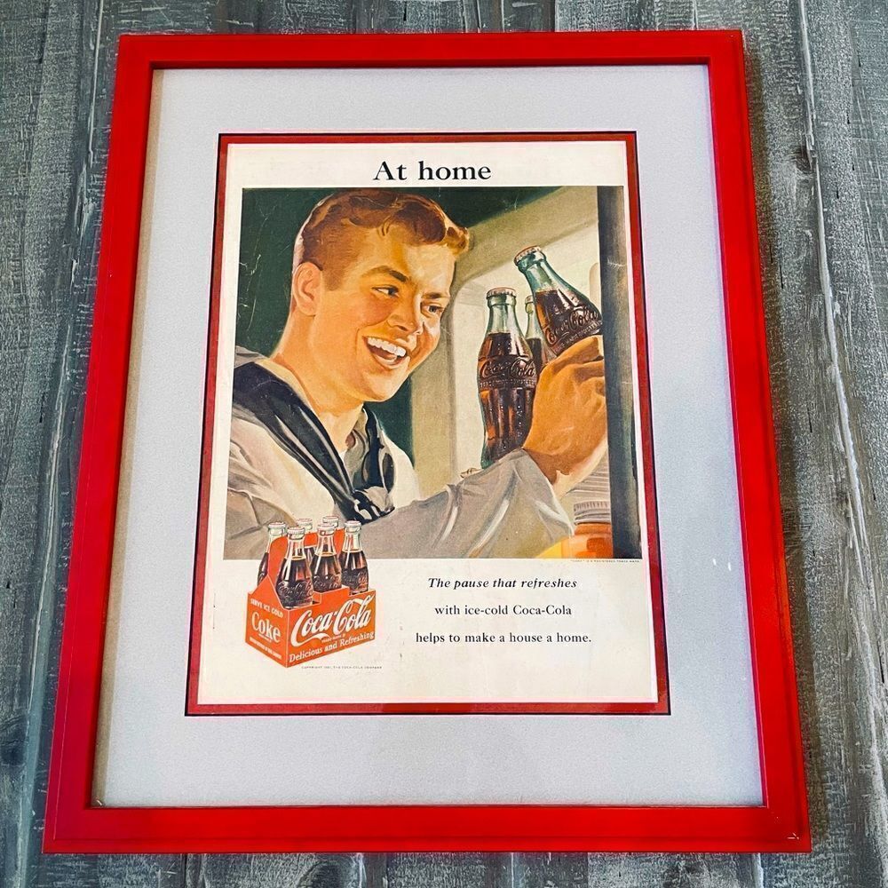 Coca Cola Custom Framed Vintage Advertisement Wall Art